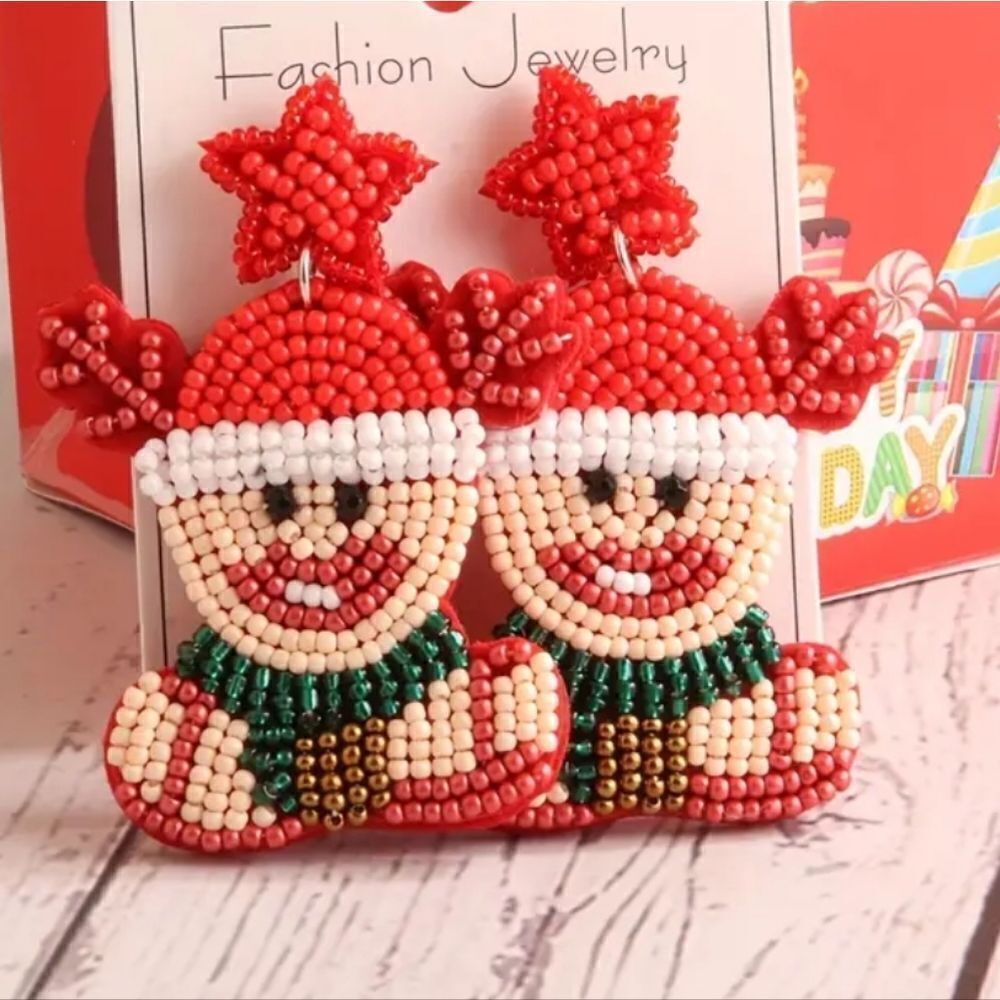 New REINDEER beaded christmas earrings